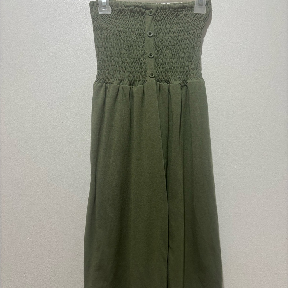 Olive Green Smocked Mini Dress